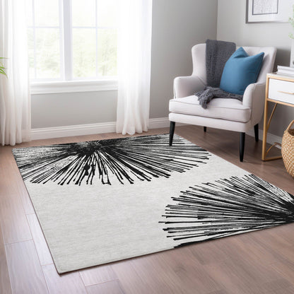 Addison Rugs Circles Black Washable Indoor-Outdoor Rug