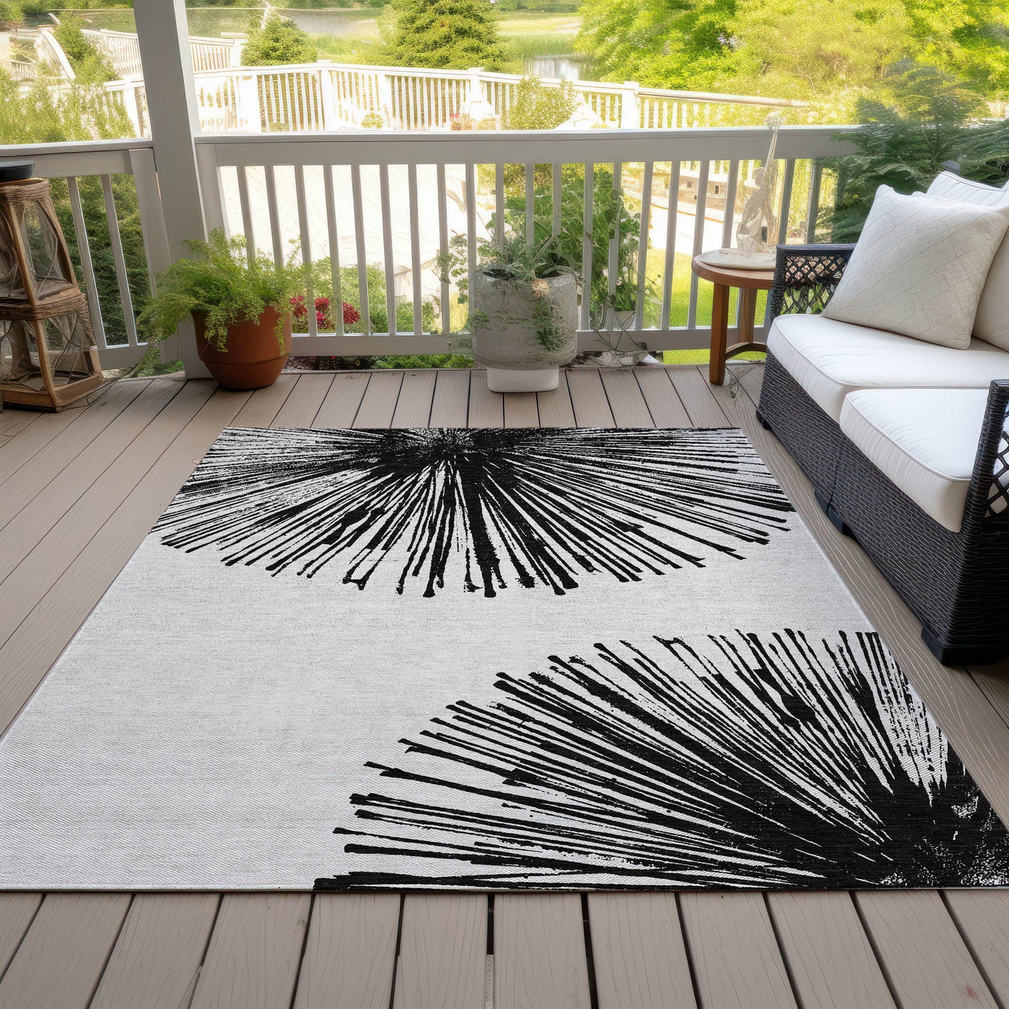Addison Rugs Circles Black Washable Indoor-Outdoor Rug