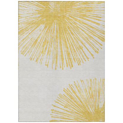 Addison Rugs Circles Gold Washable Indoor-Outdoor Rug