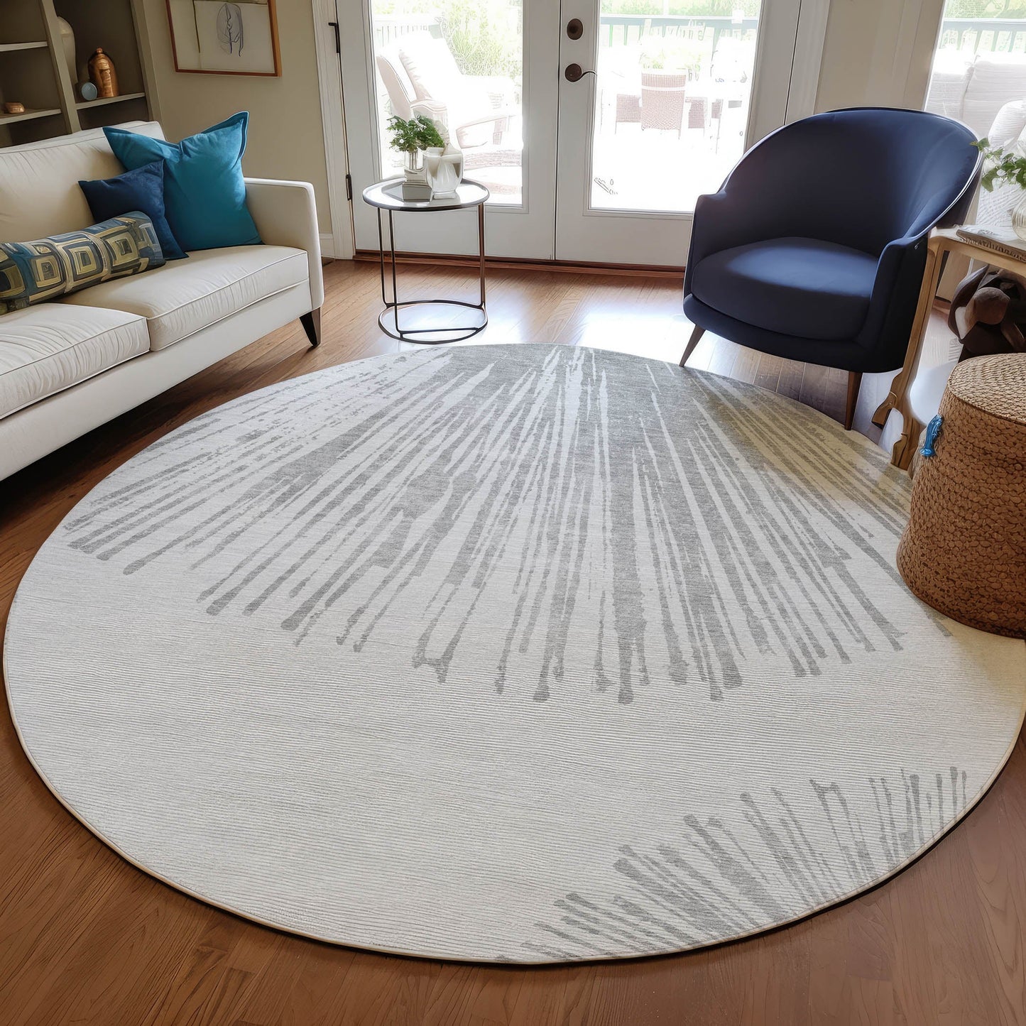 Addison Rugs Circles Grey Washable Indoor-Outdoor Rug