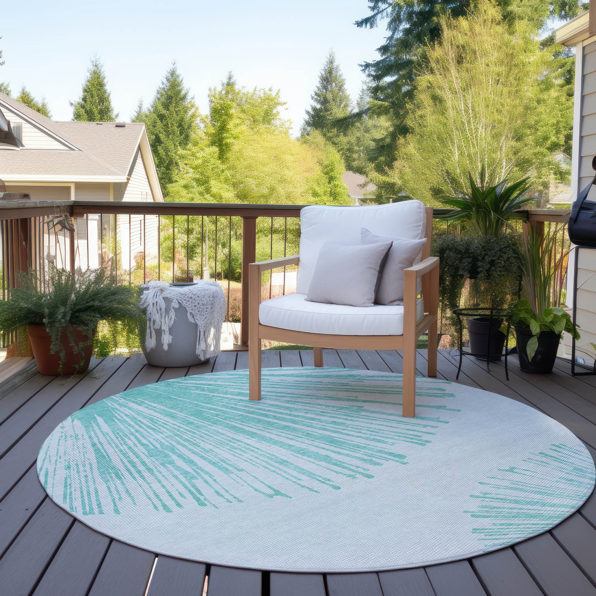 Addison Rugs Circles Teal Washable Indoor-Outdoor Rug