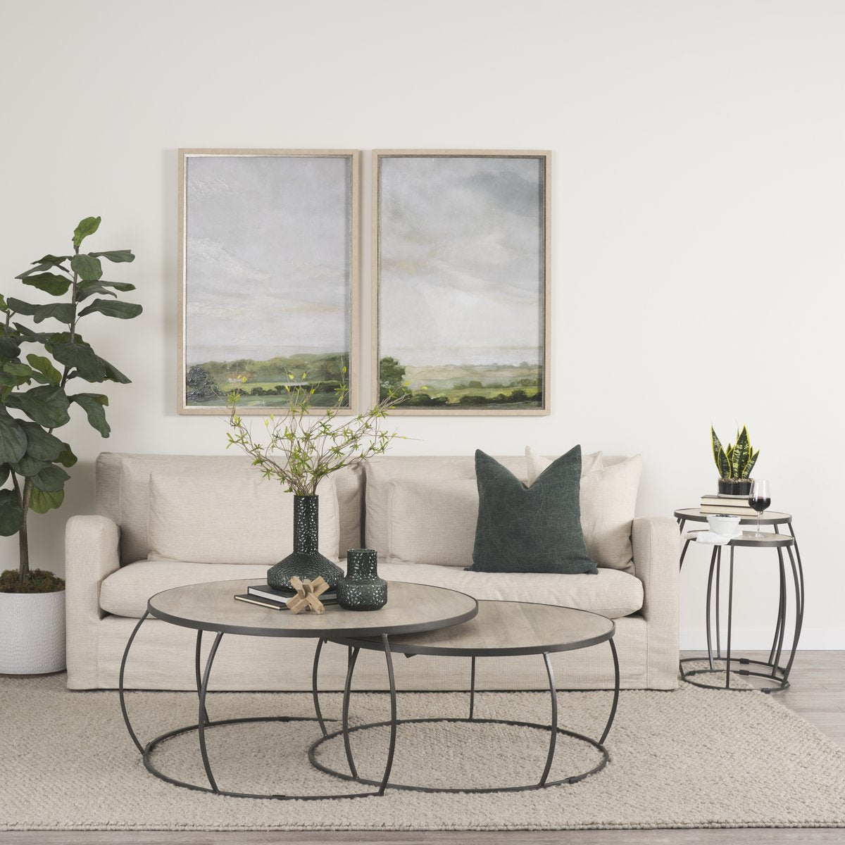 Mercana Clapp Wood Top Nesting Accent Table 2PC