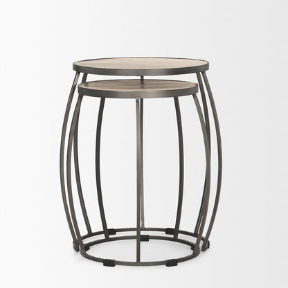Mercana Clapp Wood Top Nesting Accent Table 2PC