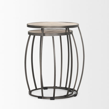 Mercana Clapp Wood Top Nesting Accent Table 2PC