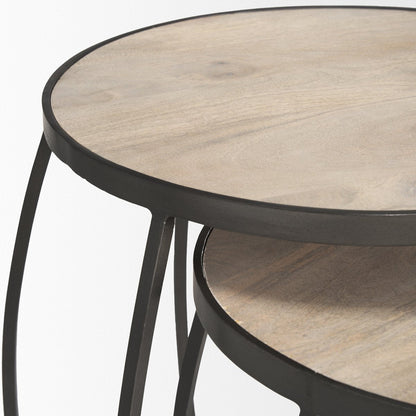 Mercana Clapp Wood Top Nesting Accent Table 2PC