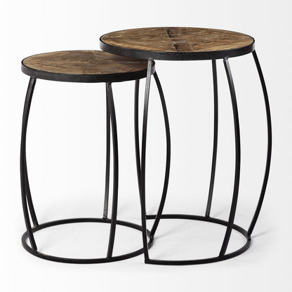Mercana Clapp Wood Top Nesting Accent Table 2PC
