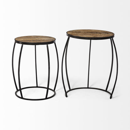 Mercana Clapp Wood Top Nesting Accent Table 2PC