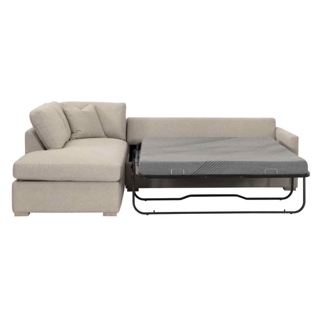Clara 112" Fabric Slim Arm Sleeper Queen Sectional Sofa