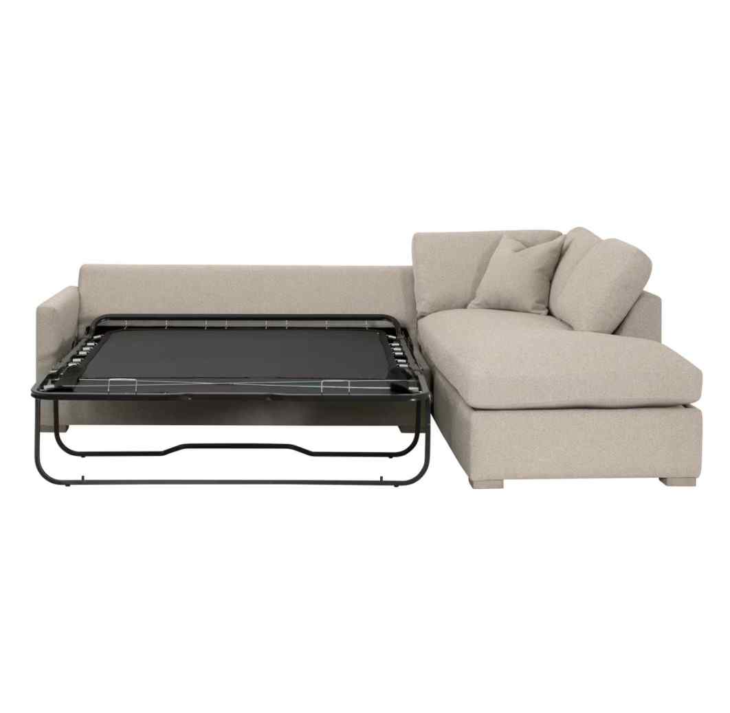 Clara 112" Fabric Slim Arm Sleeper Queen Sectional Sofa