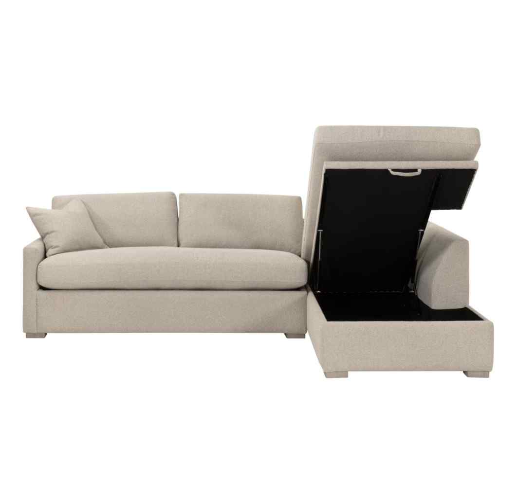 Clara 112" Fabric Slim Arm Sleeper Queen Sectional Sofa