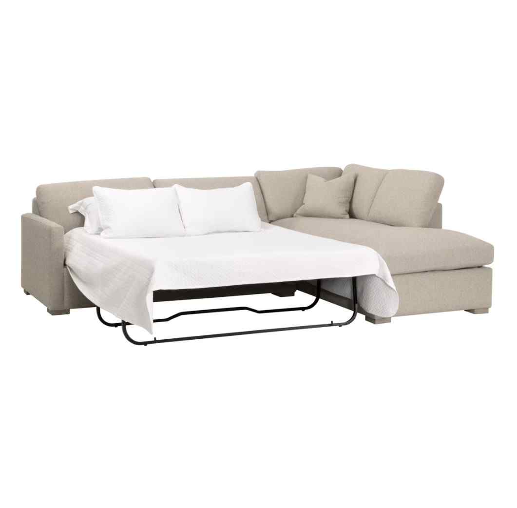 Clara 112" Fabric Slim Arm Sleeper Queen Sectional Sofa