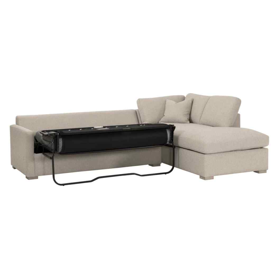 Clara 112" Fabric Slim Arm Sleeper Queen Sectional Sofa