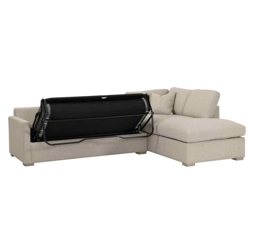 Clara 112" Fabric Slim Arm Sleeper Queen Sectional Sofa