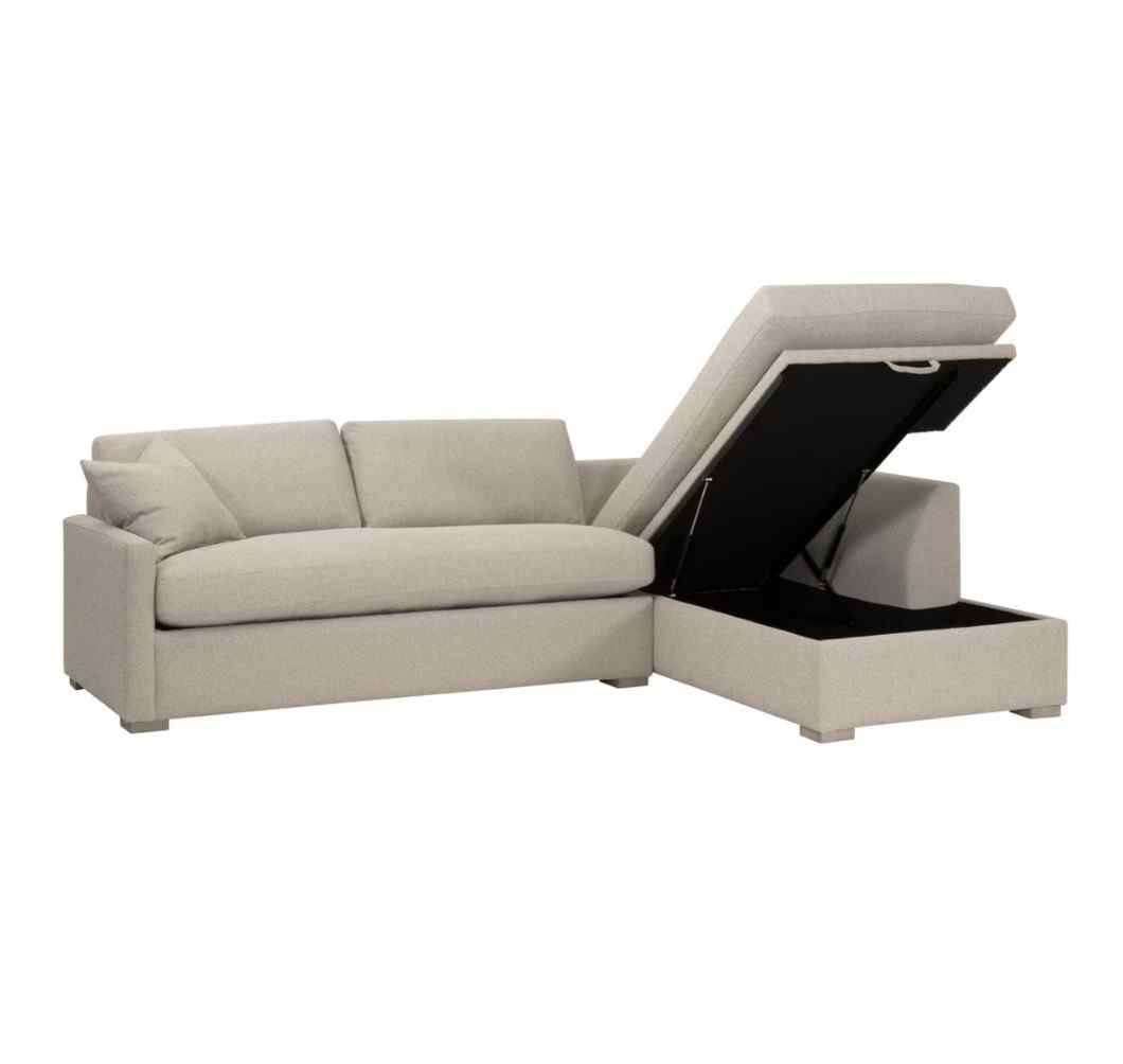 Clara 112" Fabric Slim Arm Sleeper Queen Sectional Sofa