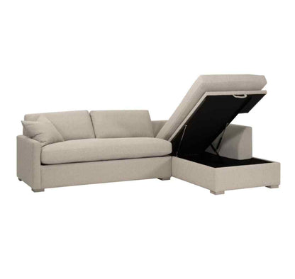 Clara 112" Fabric Slim Arm Sleeper Queen Sectional Sofa