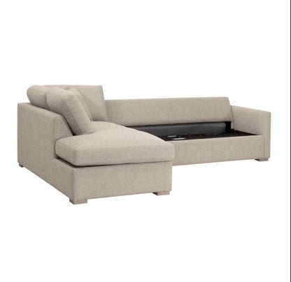 Clara 112" Fabric Slim Arm Sleeper Queen Sectional Sofa