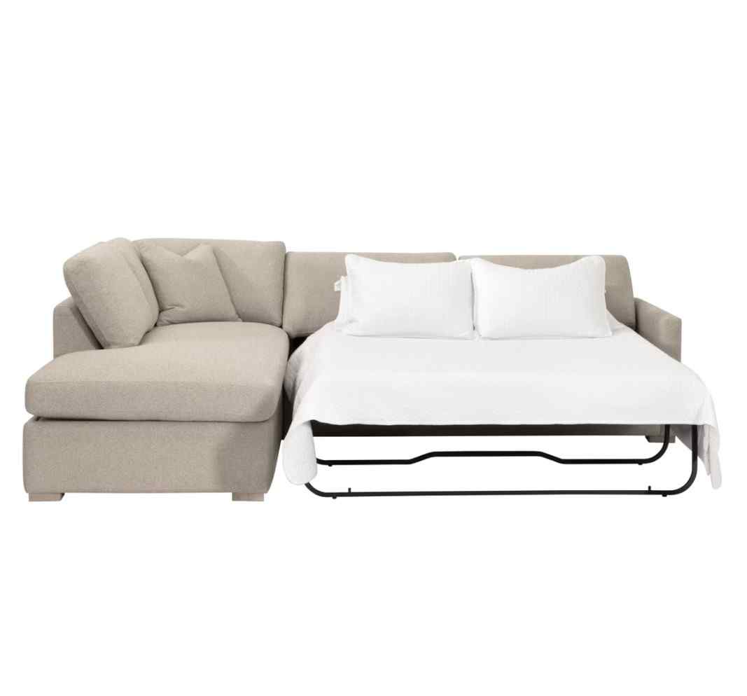 Clara 112" Fabric Slim Arm Sleeper Queen Sectional Sofa