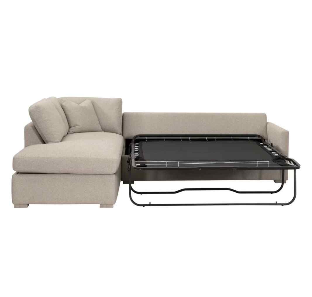 Clara 112" Fabric Slim Arm Sleeper Queen Sectional Sofa