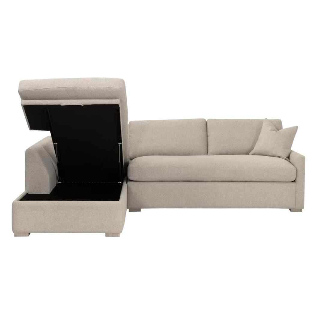 Clara 112" Fabric Slim Arm Sleeper Queen Sectional Sofa