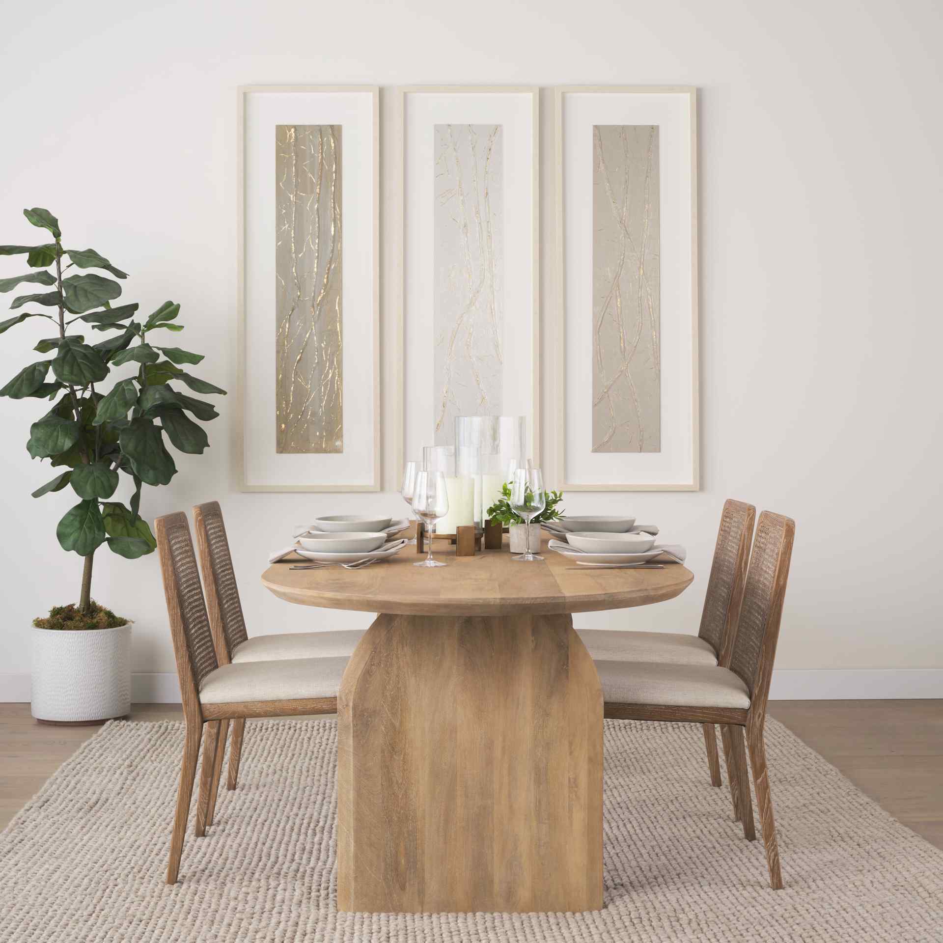 Mercana Clara Fabric Seat Armless Dining Chair 2PC