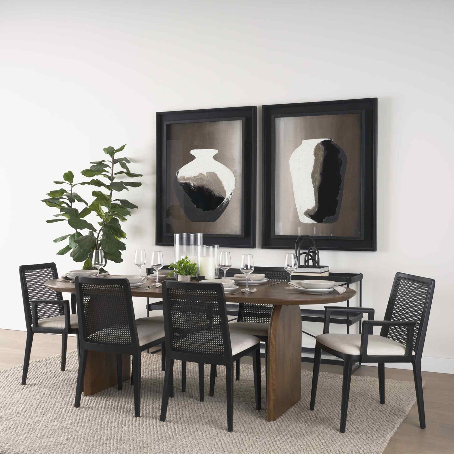 Mercana Clara Fabric Seat Armless Dining Chair 2PC