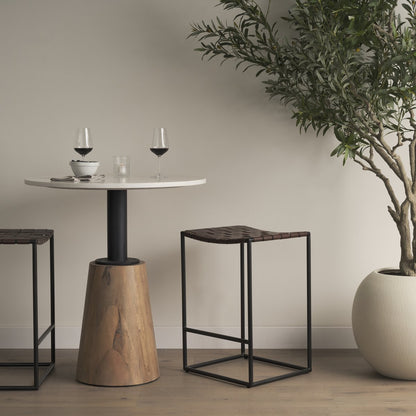 Mercana Clarissa Woven Leather Counter Stool