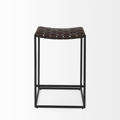 Mercana Clarissa Woven Leather Counter Stool