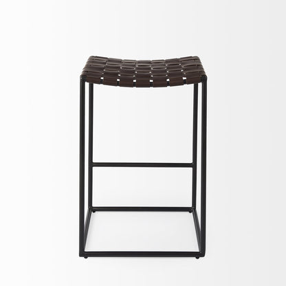 Mercana Clarissa Woven Leather Counter Stool