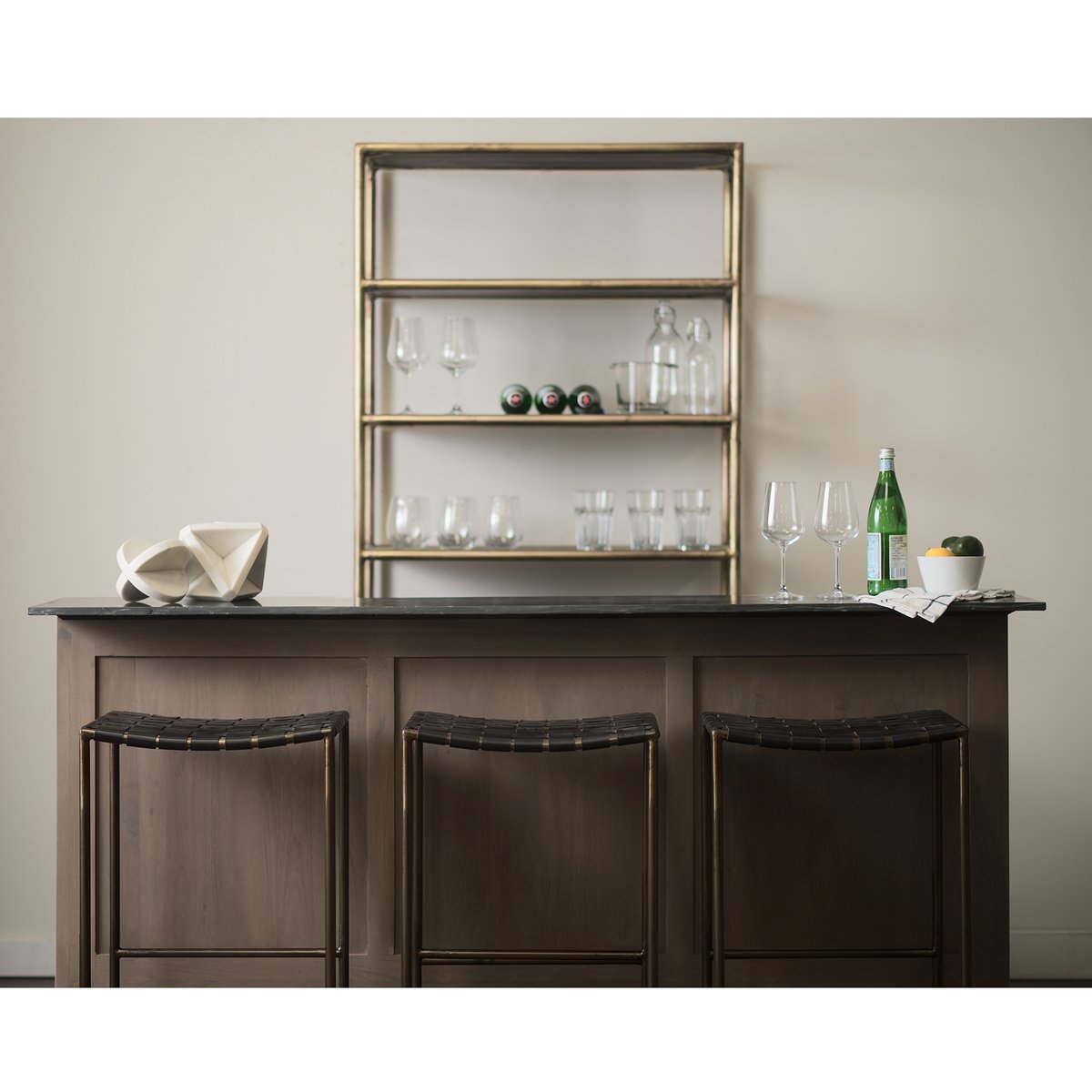 Mercana Clarissa Woven Leather Counter Stool