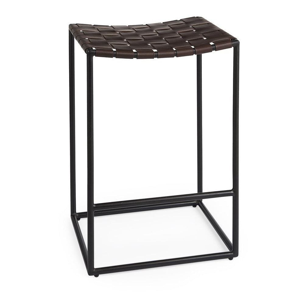 Mercana Clarissa Woven Leather Counter Stool