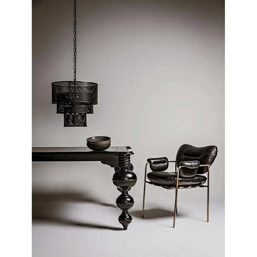 Noir Claudio Wood Black Rectangle Dining Table