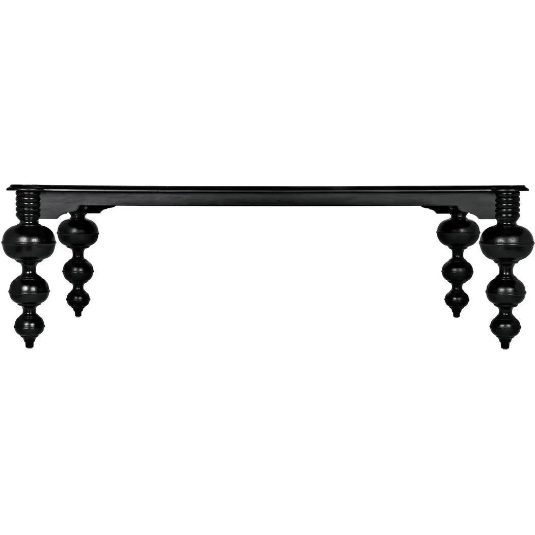 Noir Claudio Wood Black Rectangle Dining Table