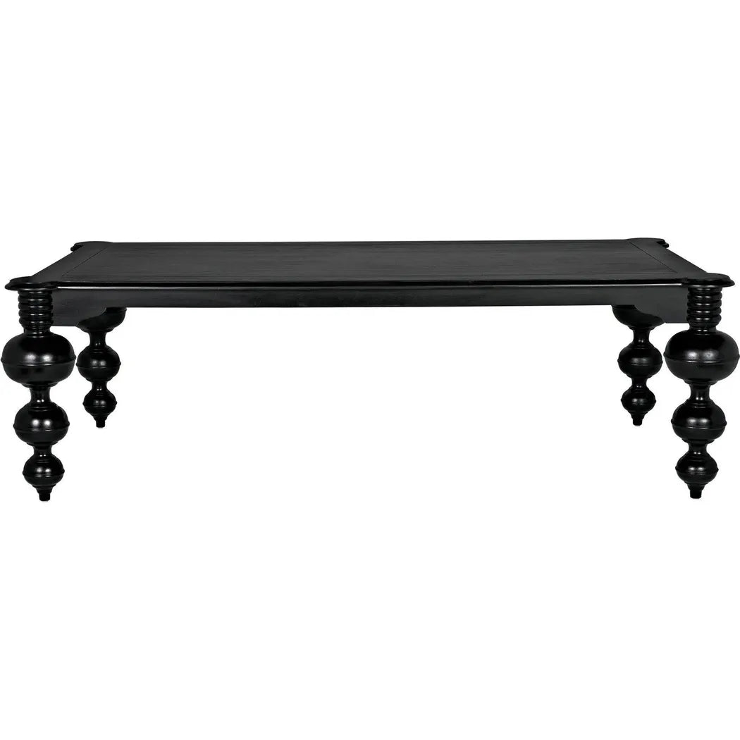 Noir Claudio Wood Black Rectangle Dining Table