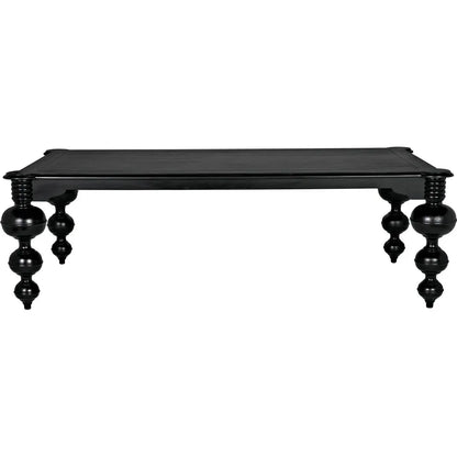 Noir Claudio Wood Black Rectangle Dining Table