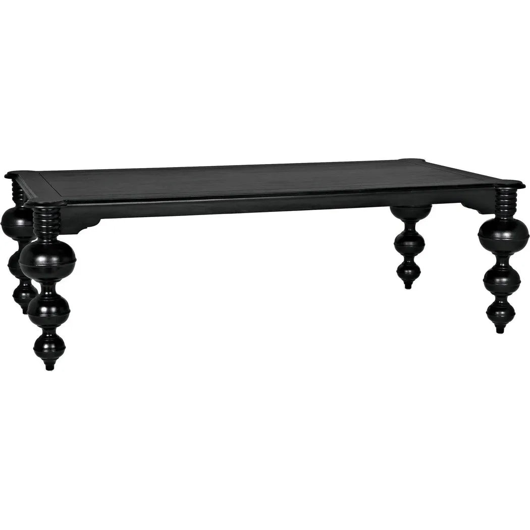 Noir Claudio Wood Black Rectangle Dining Table