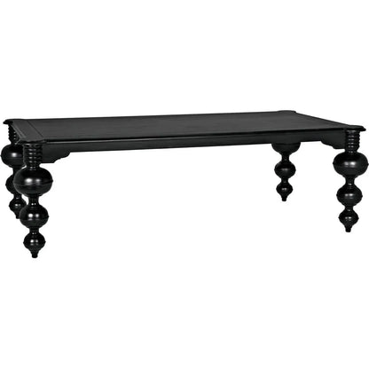 Noir Claudio Wood Black Rectangle Dining Table