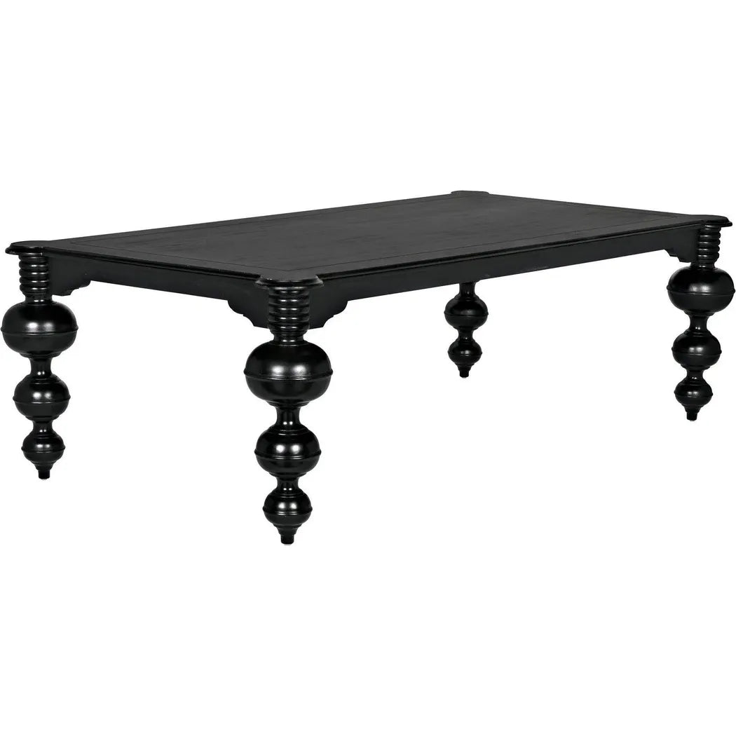 Noir Claudio Wood Black Rectangle Dining Table