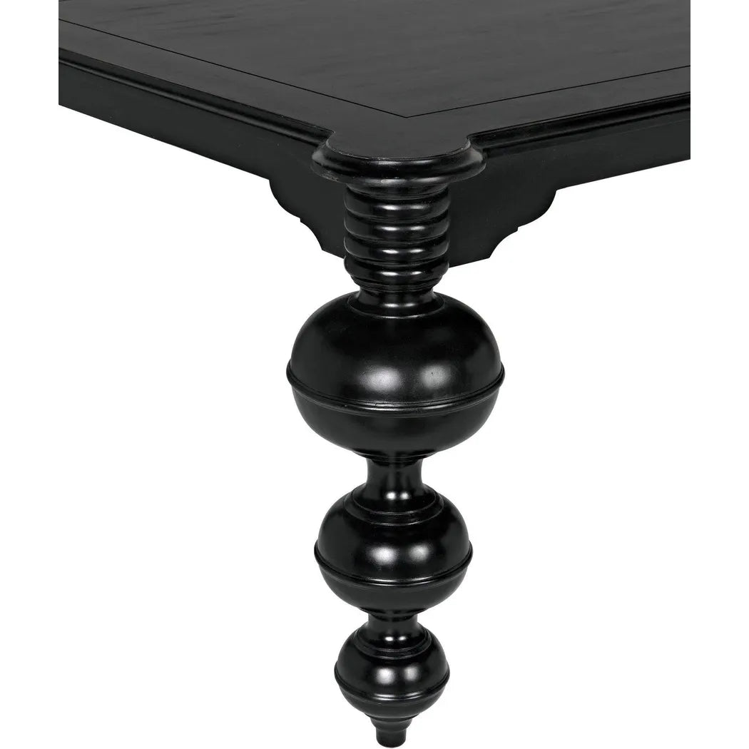 Noir Claudio Wood Black Rectangle Dining Table