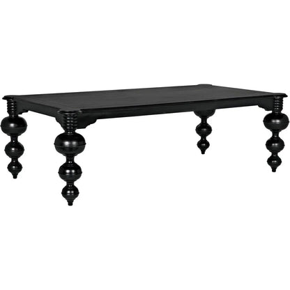 Noir Claudio Wood Black Rectangle Dining Table