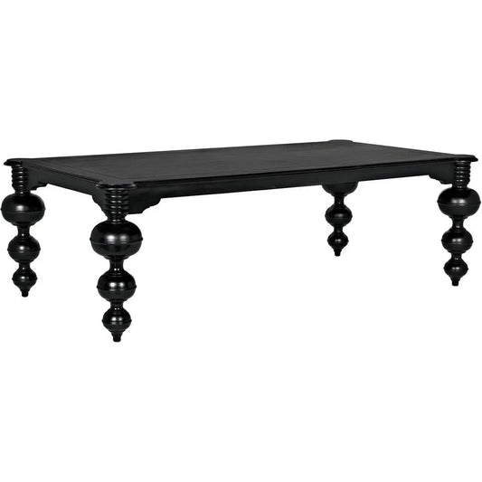 Noir Claudio Wood Black Rectangle Dining Table