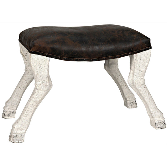 Claw Leg Saddle Wood White Stool-Poufs and Stools-Noir-Sideboards and Things