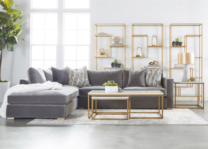 Clear Glass Gold Brass Frame Low and Wide Etagere Etageres Sideboards and Things By Essentials For Living