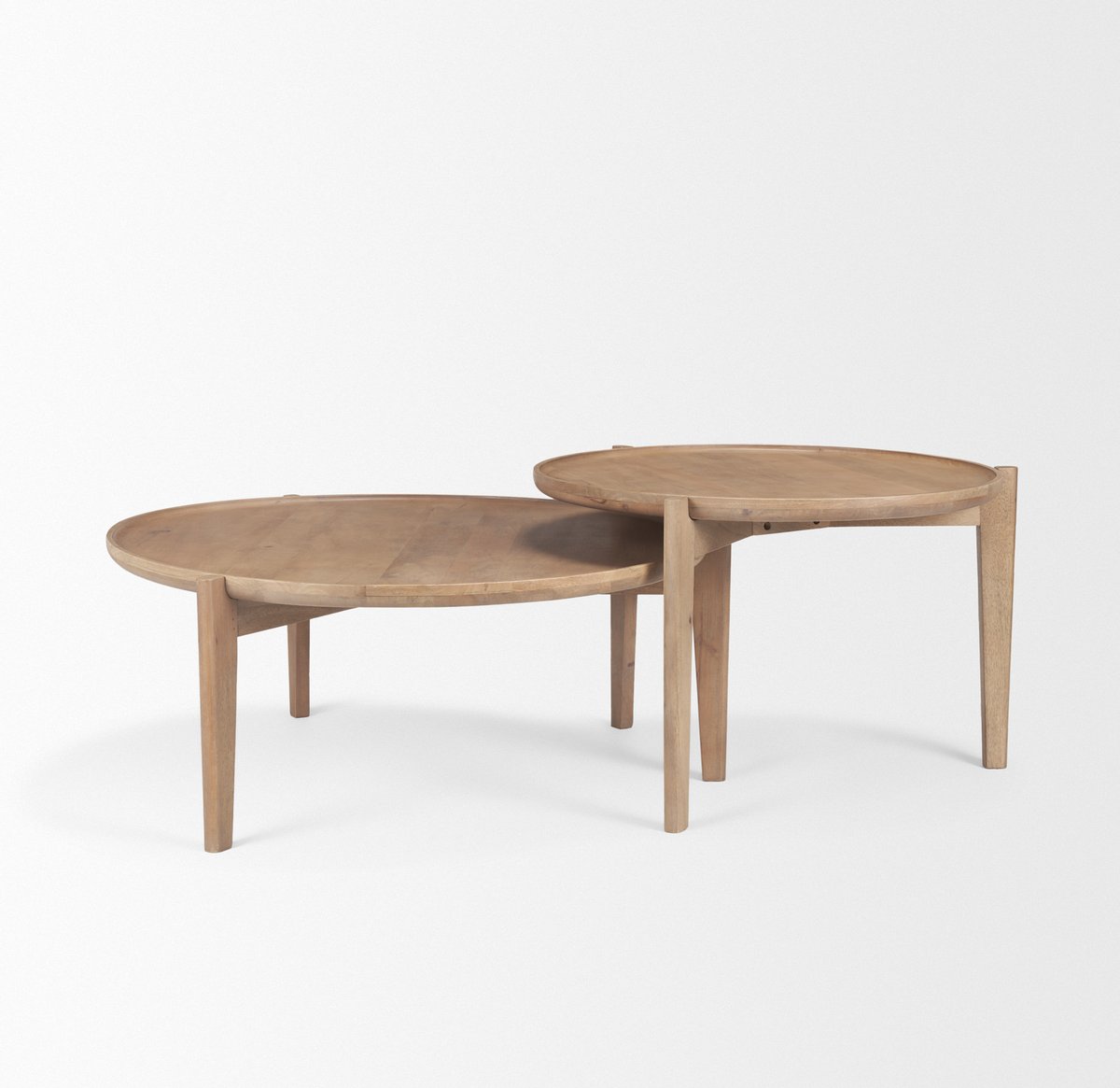 Mercana Cleaver Wooden Round Nesting Coffee Table 2PC