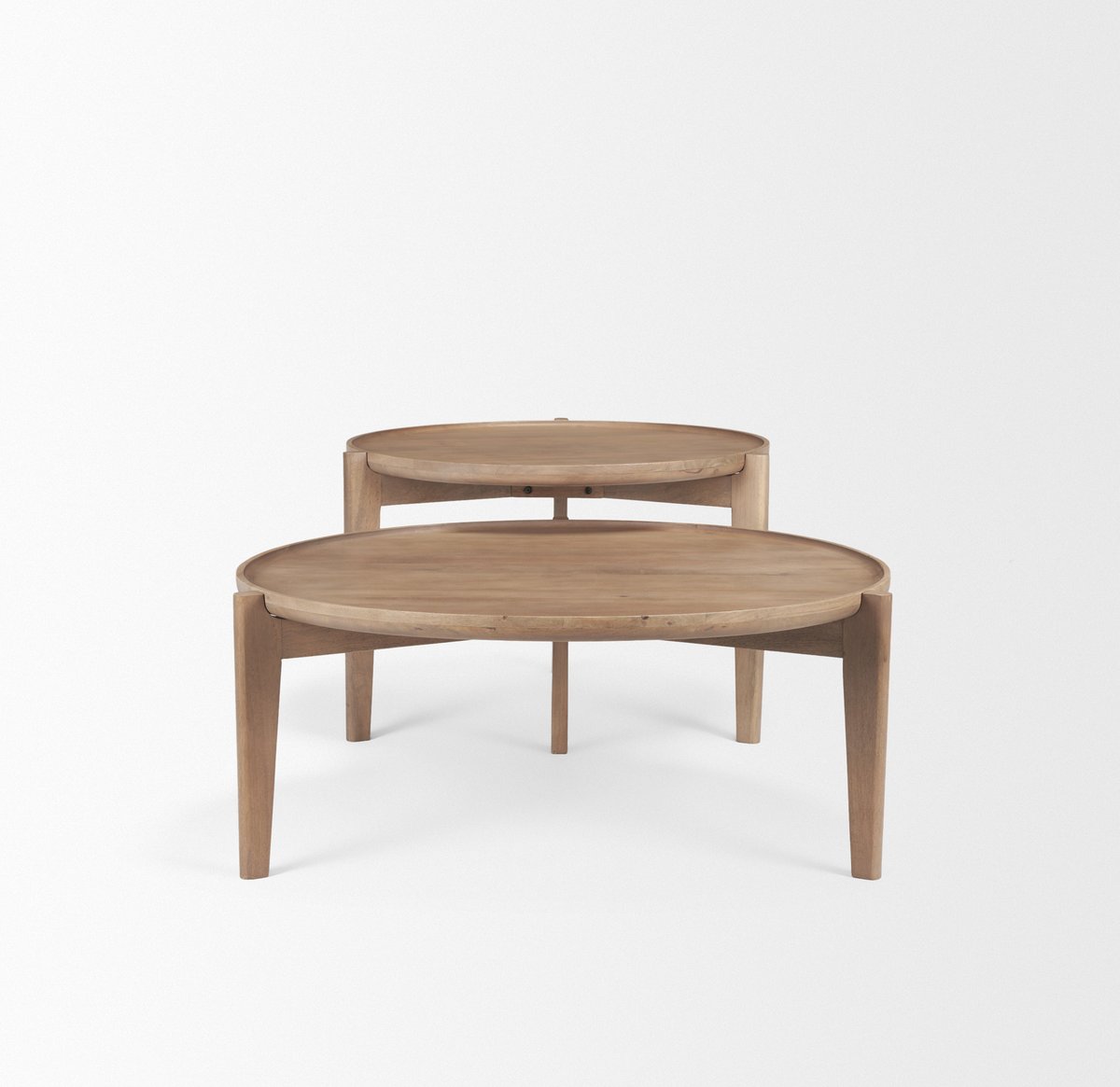 Mercana Cleaver Wooden Round Nesting Coffee Table 2PC