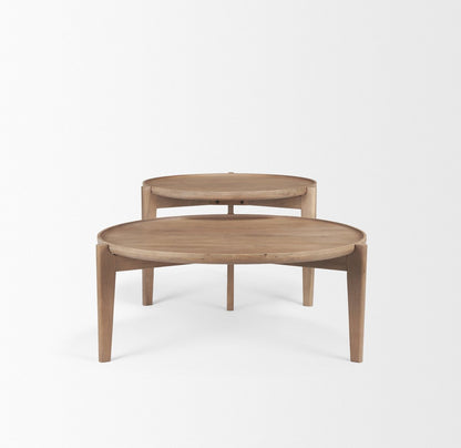 Mercana Cleaver Wooden Round Nesting Coffee Table 2PC