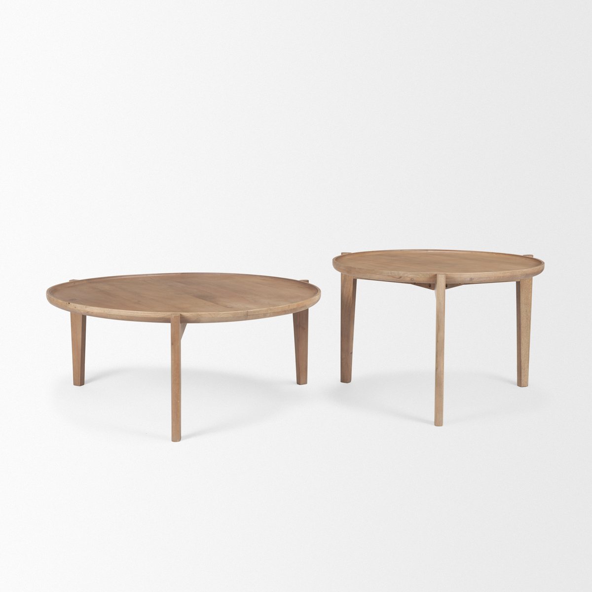 Mercana Cleaver Wooden Round Nesting Coffee Table 2PC