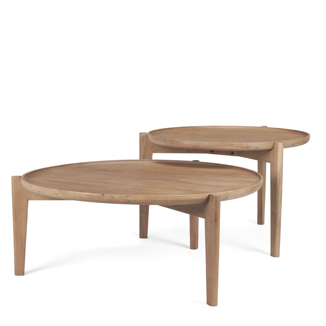 Mercana Cleaver Wooden Round Nesting Coffee Table 2PC