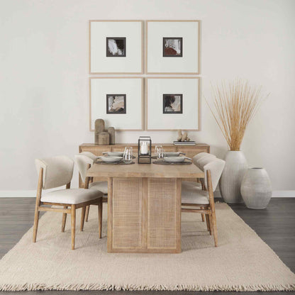 Mercana Cline Cream Fabric Armless Dining Chair 2PC