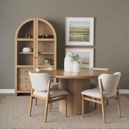 Mercana Cline Cream Fabric Armless Dining Chair 2PC