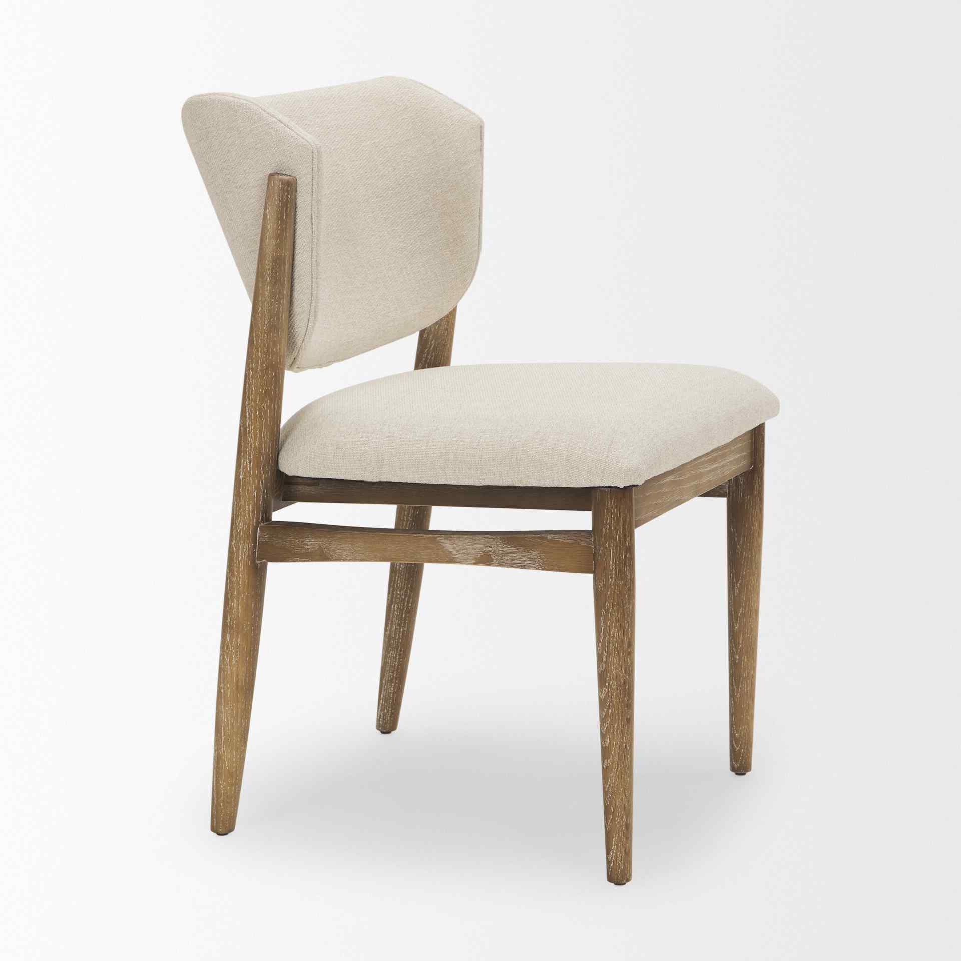 Mercana Cline Cream Fabric Armless Dining Chair 2PC